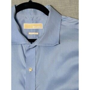 Michael Kors Blue Button Down Dress Shirt 18.5 34/36 Non-Iron Cotton